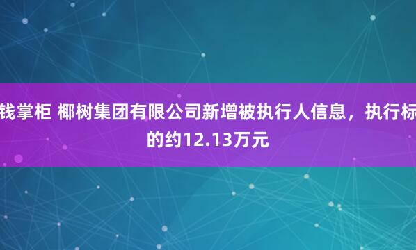 钱掌柜 椰树集团有限公司新增被执行人信息，执行标的约12.13万元